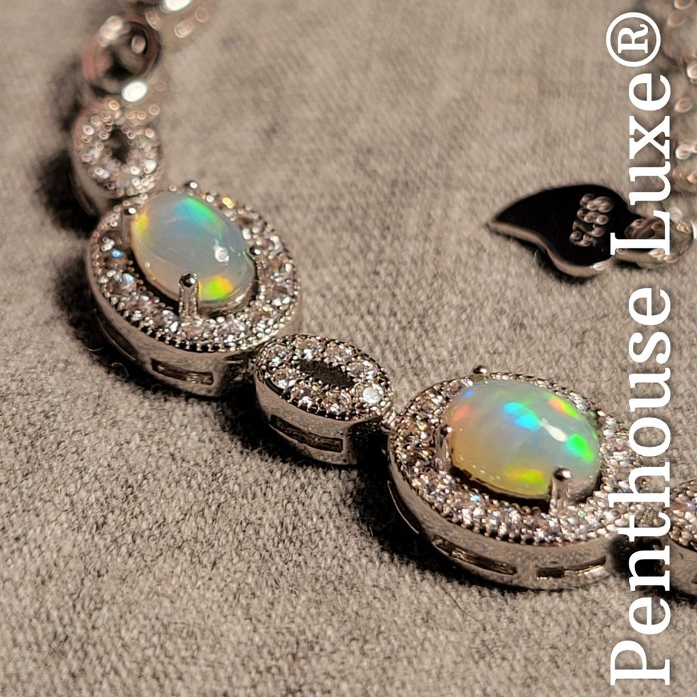 REAL Natural Opal Oval 925 Sterling Silver Bracelet - Picture 4 of 7